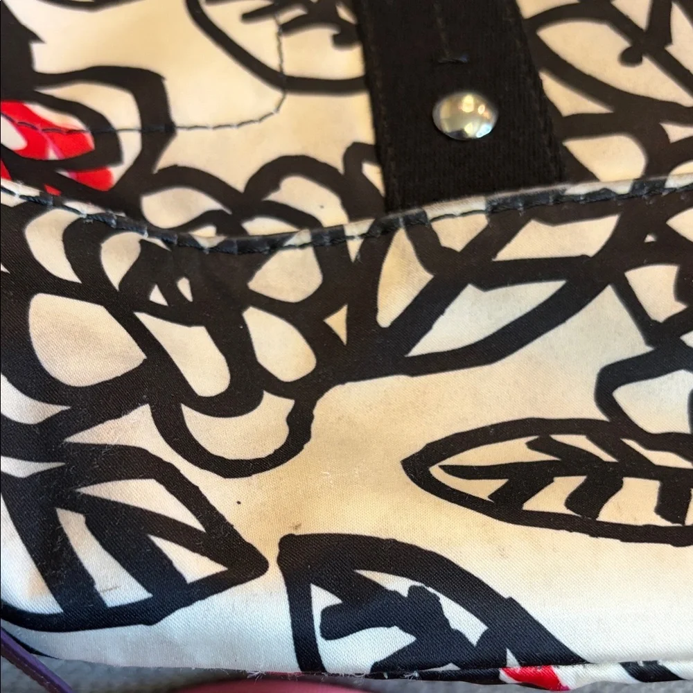 Coach Black, White & Red Floral Canvas Tote